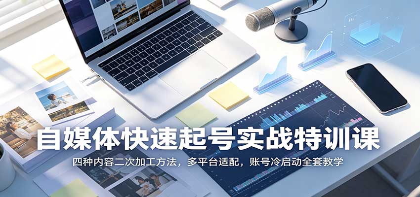 自媒体快速起号实战特训课：四种内容二次加工方法，多平台适配，账号冷启动全套教学-朽念云创