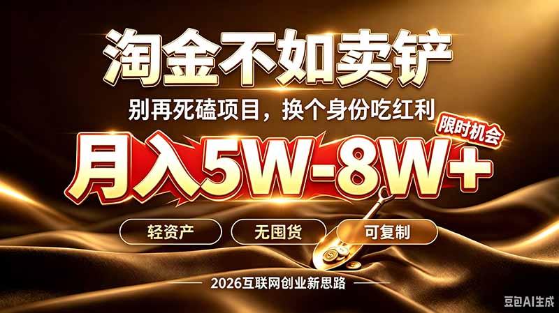 别再傻乎乎埋头跑项目！互联网真正赚钱逻辑：做卖铲人，拒绝当韭菜，逆风翻盘月入5-8W+-朽念云创