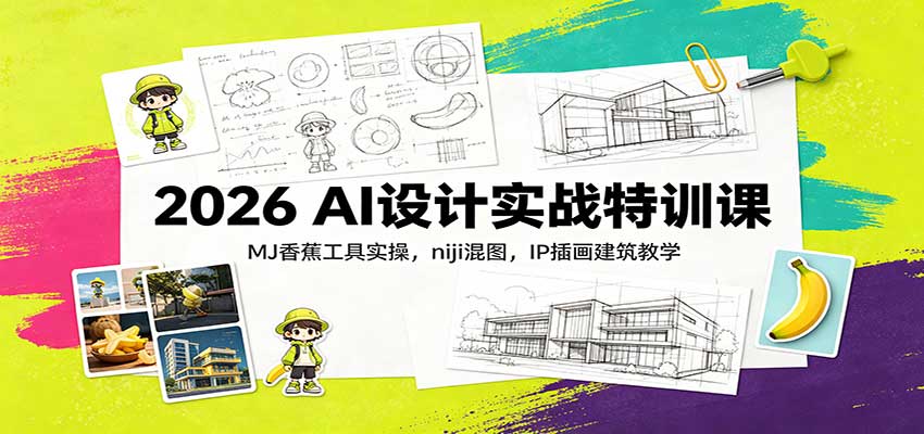 2026 AI设计实战特训课：MJ香蕉工具实操，niji混图，IP插画建筑教学-朽念云创