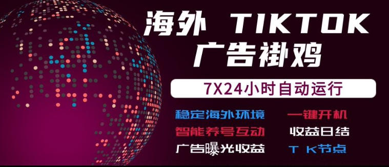 海外TikTok挂G流量变现，7X24自动运行，广告曝光收益，收益日结【揭秘】-朽念云创