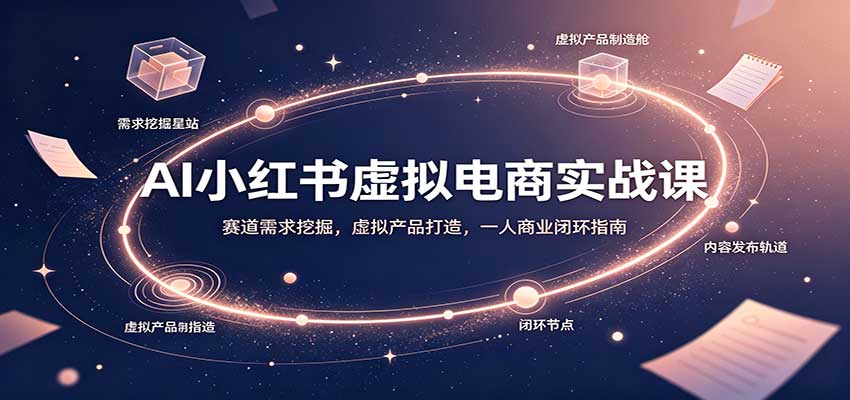 AI小红书虚拟电商实战课：赛道需求挖掘，虚拟产品打造，一人商业闭环指南-朽念云创