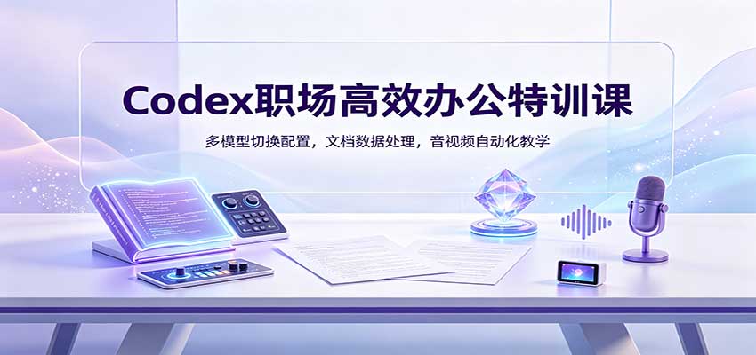 Codex职场高效办公特训课：多模型切换配置，文档数据处理，音视频自动化教学-朽念云创