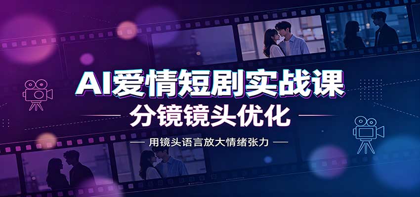 AI爱情短剧实战课：故事剧本创作，分镜镜头优化，智能体提示词-朽念云创