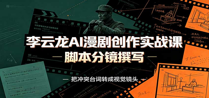 李云龙AI漫剧创作实战课：角色人设还原，脚本分镜撰写，AI漫剧成片完整制作教学-朽念云创