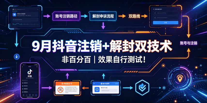 9月抖音注销+解封双技术，非百分百，效果自行测试！-朽念云创