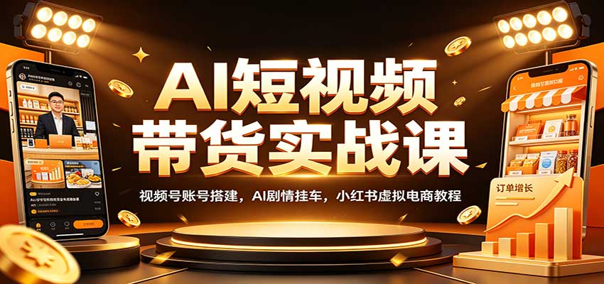 AI短视频带货实战课：视频号账号搭建，AI剧情挂车，小红书虚拟电商教程-朽念云创