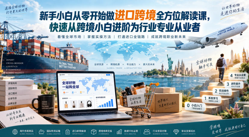 新手小白从零开始做进口跨境全方位解读课，快速从跨境小白进阶为行业专业从业者-朽念云创