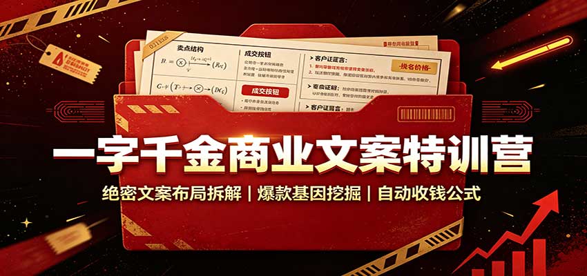 一字千金商业文案特训营：绝密文案布局拆解，爆款基因挖掘，自动收钱公式-朽念云创