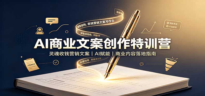 AI商业文案创作特训营：灵魂收钱营销文案，AI赋能，商业内容落地指南-朽念云创