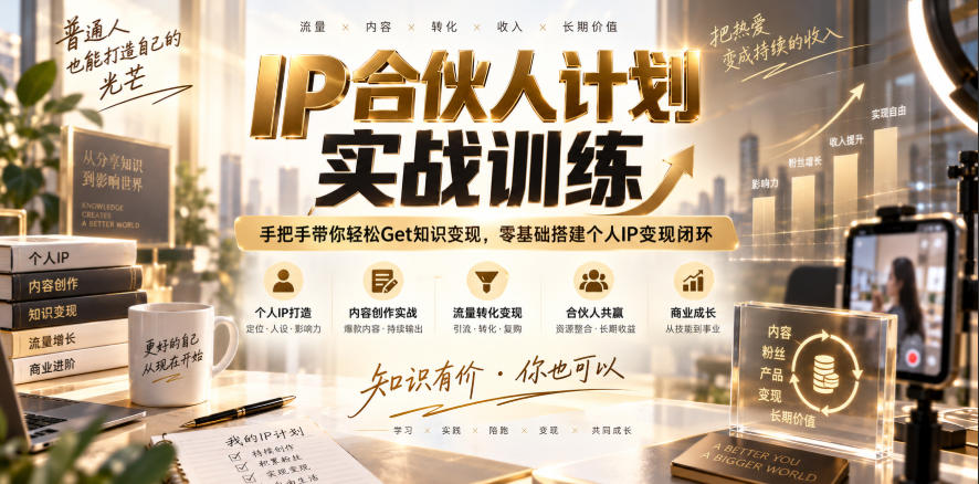 IP合伙人计划实战训练，手把手带你轻松Get知识变现，零基础搭建个人IP变现闭环(更新260908)-朽念云创