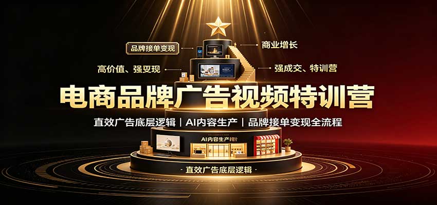 电商品牌广告视频特训：直效广告底层逻辑，AI内容生产，品牌接单变现全流程-朽念云创