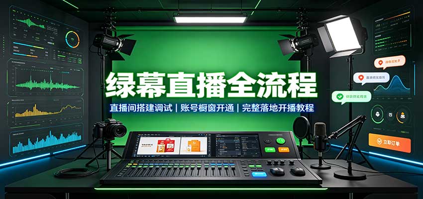绿幕直播全流程：直播间搭建调试，账号橱窗开通，完整落地开播教程-朽念云创