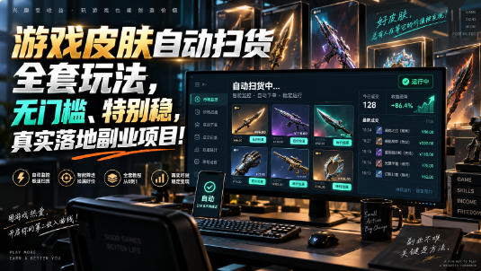 游戏皮肤自动扫货全套玩法，无门槛、特别稳，真实落地副业项目！【揭秘】-朽念云创