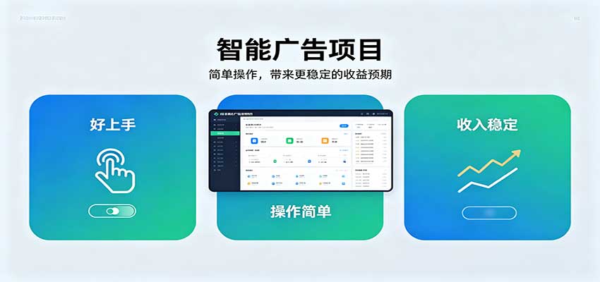 智能广告挂机项目，操作简单上手快，收益稳定可持续。稳定日入300+-朽念云创