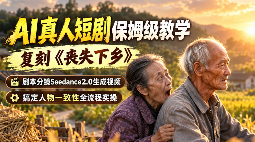 AI真人短剧保姆级教学，复刻《丧失下乡》，剧本分镜Seedance2.0生成视频，搞定人物一致性全流程实操-朽念云创