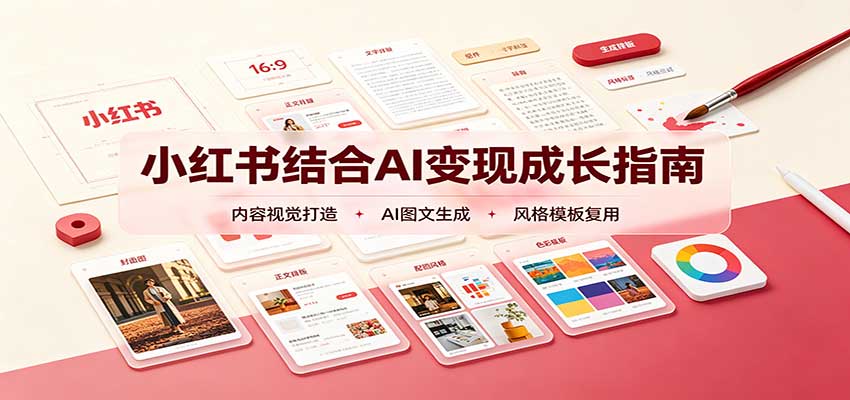 小红书结合AI变现成长指南：账号精准定位，内容视觉打造，搭建可复制流量获客体系-朽念云创