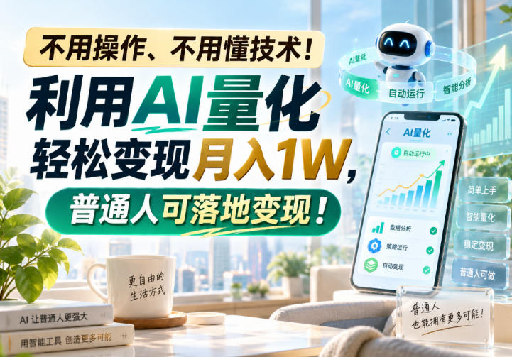 不用操作、不用懂技术！利用AI量化轻松变现月入1W，普通人可落地变现！【揭秘】-朽念云创