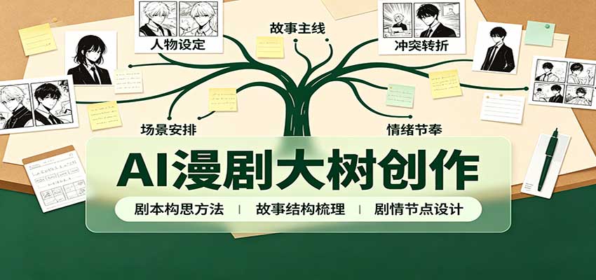AI漫剧大树创作：剧本构思课程讲解，软件插件配置，配套工具资料完整梳理-朽念云创