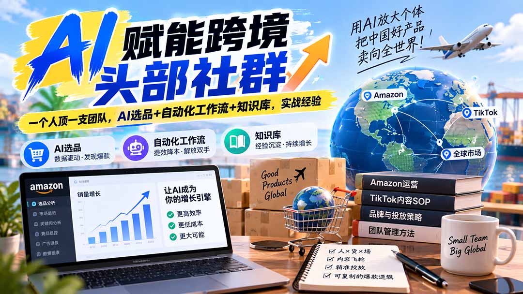 AI赋能跨境头部社群-更新9月：一个人顶一支团队，AI选品+自动化工作流+知识库，实战经验-朽念云创