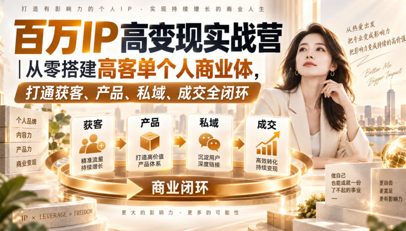 百万IP高变现实战营｜从零搭建高客单个人商业体，打通获客、产品、私域、成交全闭环​-朽念云创