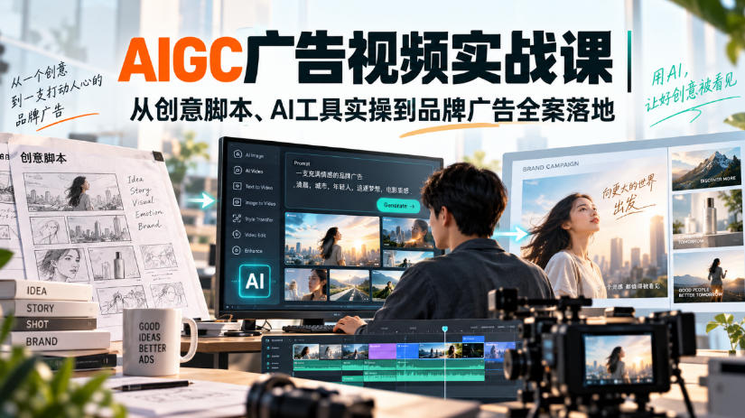 AIGC广告视频实战课｜从创意脚本、AI工具实操到品牌广告全案落地-朽念云创