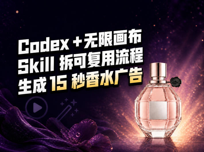 我把Amazon香水视频拆成Codex Skill：无限画布负责最后15秒-朽念云创