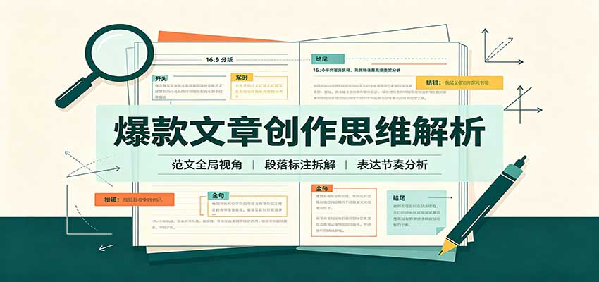 爆款文章创作思维解析：全局视角拆解范文，梳理行文逻辑，搭配真实拆文实操案例-朽念云创