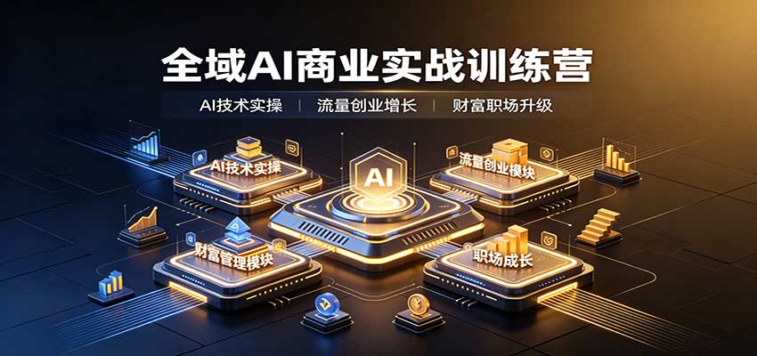 全域AI商业实战训练营：涵盖AI技术实操、流量创业、财富管理与职场成长全体系内容-朽念云创
