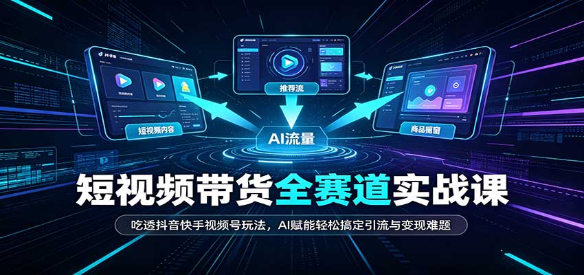 短视频带货全赛道：吃透抖音快手视频号玩法，AI赋能轻松搞定引流与变现难题-朽念云创