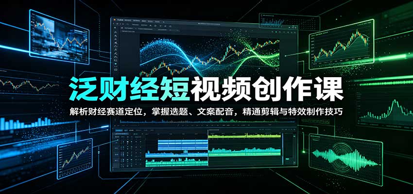 泛财经短视频创作课：解析财经赛道定位，掌握选题、文案配音，精通剪辑与特效制作技巧-朽念云创