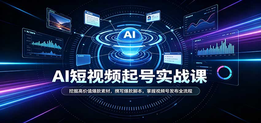 短视频AI起号实战课：挖掘高价值爆款素材，撰写爆款脚本，掌握视频号发布全流程-朽念云创