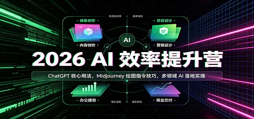 2026 AI效率提升营：ChatGPT核心用法，Midjourney绘图指令技巧，多领域AI落地实操-朽念云创
