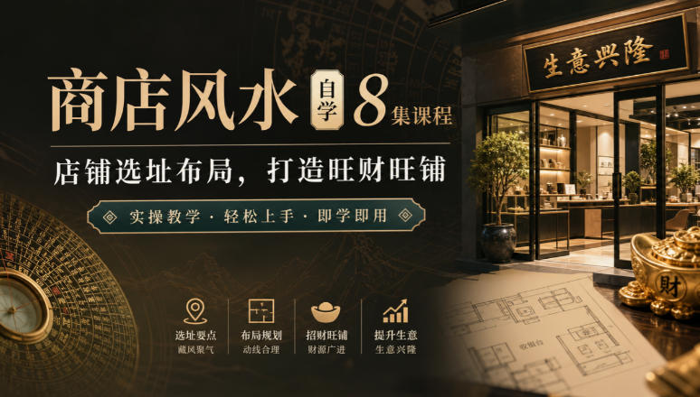 商店风水自学8集课程｜店铺选址布局，打造旺财旺铺实操教学-朽念云创