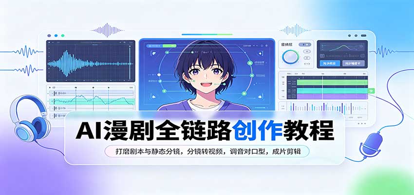 AI漫剧全链路创作教程：打磨剧本与静态分镜，分镜转视频，调音对口型，成片剪辑-朽念云创