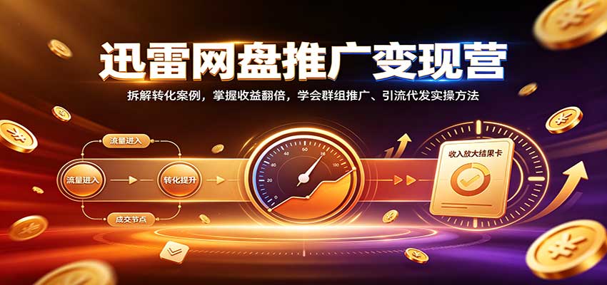 迅雷网盘推广变现营：拆解转化案例，掌握收益翻倍，学会群组推广、引流代发实操方法-朽念云创