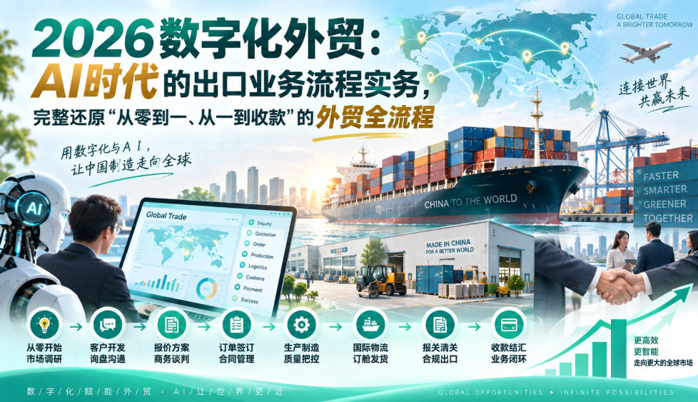 2026数字化外贸：AI时代的出口业务流程实务，完整还原”从零到一、从一到收款”的外贸全流程-朽念云创