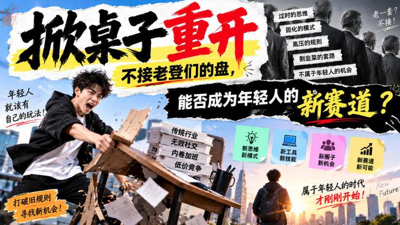 某公众号付费文章：掀桌子重开，不接老登们的盘，能否成为年轻人的新赛道？-朽念云创