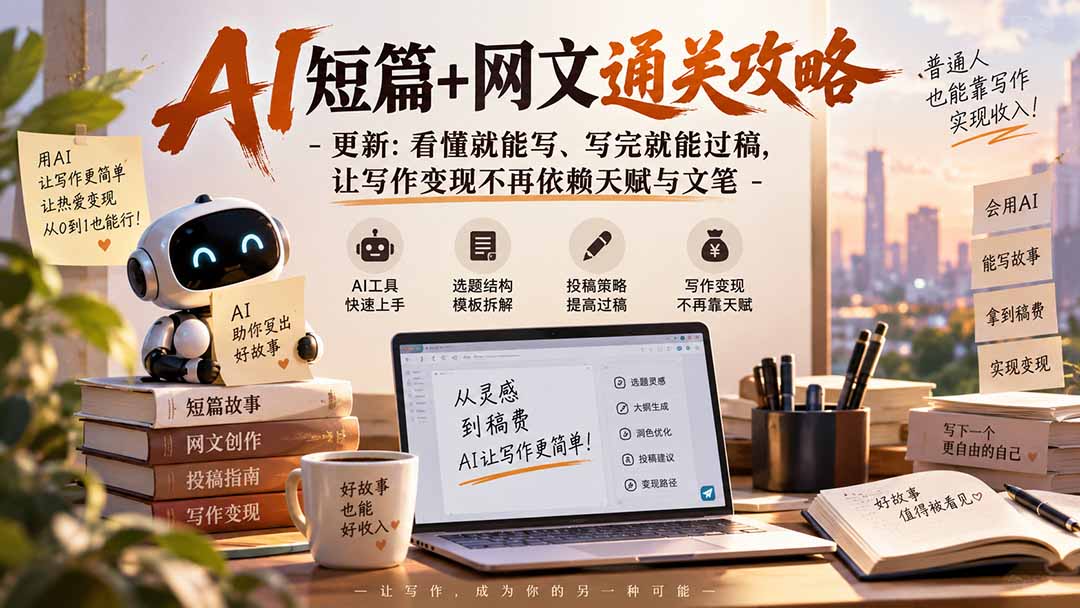 AI短篇+网文通关攻略-更新0921：看懂就能写、写完就能过稿，让写作变现不再依赖天赋与文笔-朽念云创