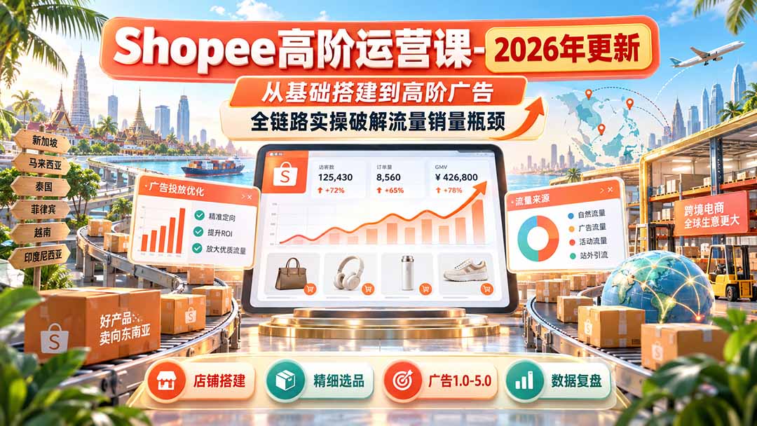 Shopee高阶运营课-更新9月，从基础搭建到高阶广告，全链路实操破解流量销量瓶颈-朽念云创