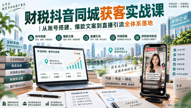 财税抖音同城获客实战课｜从账号搭建、爆款文案到直播引流全体系落地-朽念云创
