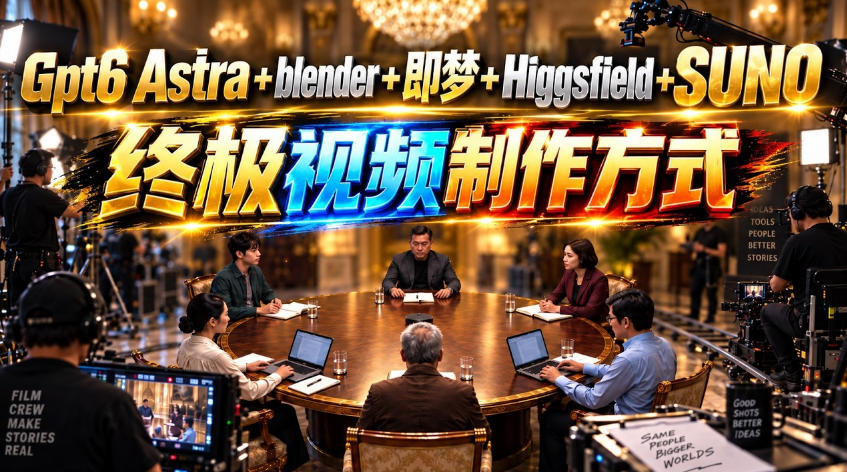GPT-6 Astra+Blender+即梦+Higgsfield+Suno=终极视频制作方式！-朽念云创