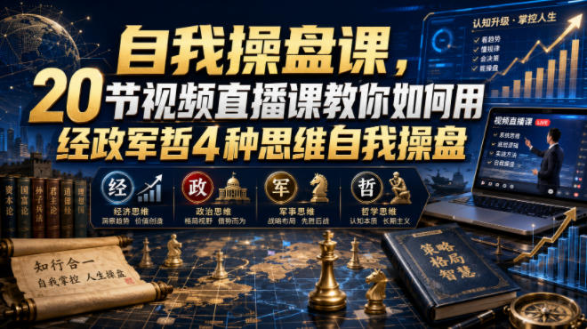 【无水印】自我操盘课,20节视频直播课教你如何用经政军哲4种思维自我操盘(更新0924)-朽念云创