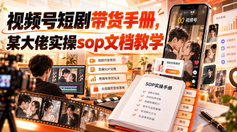 视频号短剧带货手册，某大佬实操sop文档教学-朽念云创