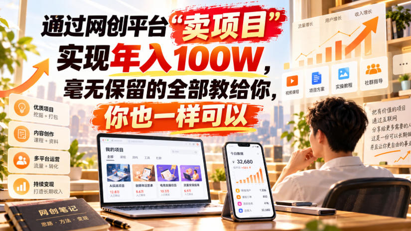 通过网创平台“卖项目”实现年入100W,毫无保留的全部教给你,你也一样可以!【揭秘】-朽念云创