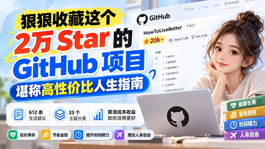 狠狠收藏这个 2 万 Star 的 GitHub 项目，堪称高性价比人生指南。-朽念云创