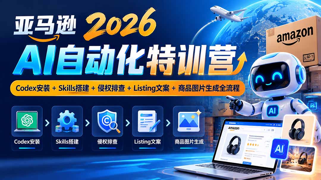 亚马逊2026AI自动化-10月特训营：Codex安装+Skills搭建+侵权排查+Listing文案+商品图片生成全流程-朽念云创