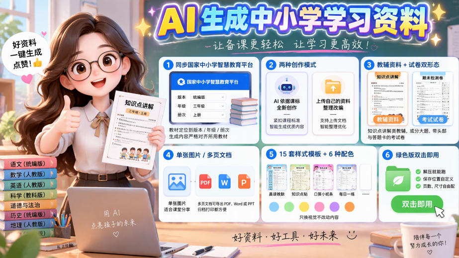 孩子的教辅别再乱买了：同步国家中小学智慧平台，AI一键生成图文教辅和试卷-朽念云创