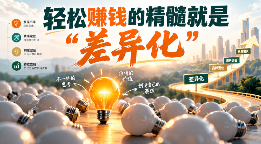 某公众号付费文章：轻松賺钱的精髓就是“差异化”-朽念云创