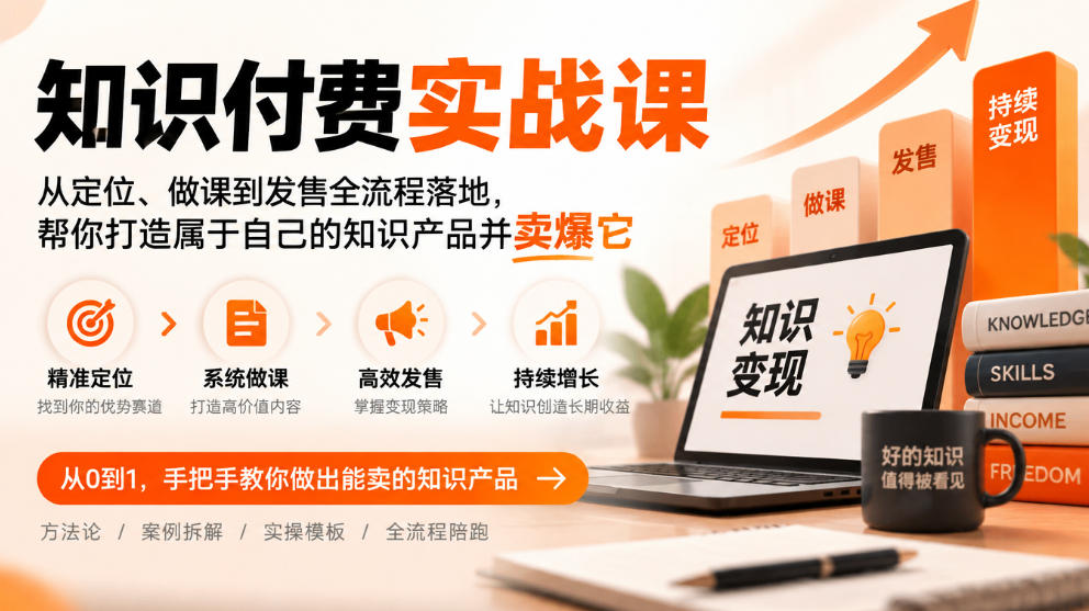 知识付费实战课：从定位、做课到发售全流程落地，帮你打造属于自己的知识产品并卖爆它-朽念云创