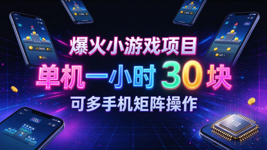 爆火小游戏撸金项目，实测单机一小时30+，可多手机矩阵操作，新手看完一遍就能上手【揭秘】-朽念云创